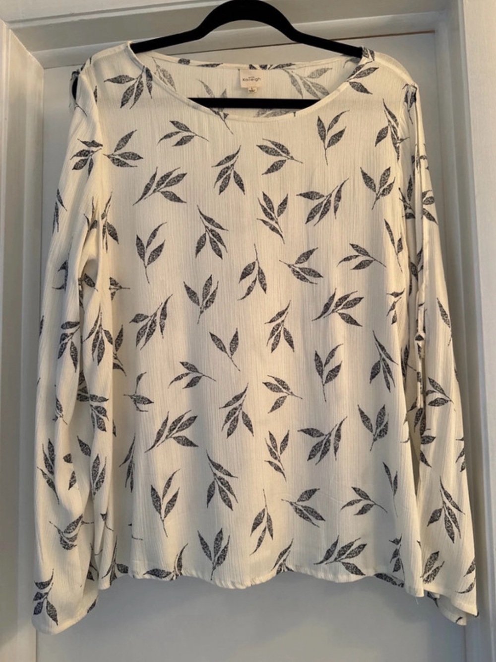 Kaileigh Cream Blouse with Black Leaf Print